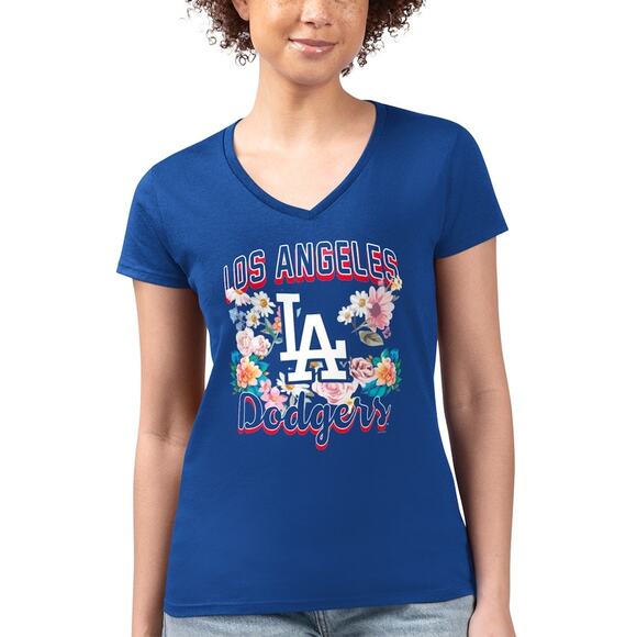 G-III 4HER Women's LA Dodgers Flowers Fitted Design Short Sleeve T-Shirt Size M - Picture 3 of 12
